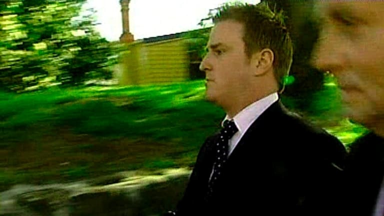Channel Seven reporter Dylan Howard was questioned by Police in Heidelberg today over his report on the AFL drug scandal. Still from channel 7 The Age 5th September 2007