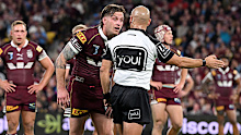 Cameron Munster protests to referee Ashley Klein.