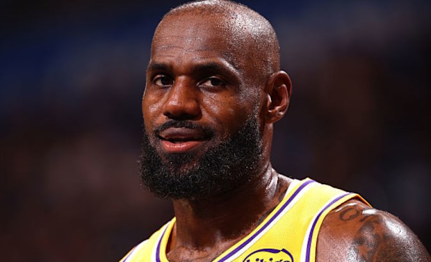 LeBron James looks on during the game against the Oklahoma City Thunder.