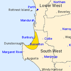 The Bureau of Meteorology’s storm warning for WA, as at 7.34am on May 10.