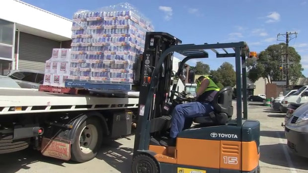 Alcohol seized by police from the Boronia warehouse in 2018.