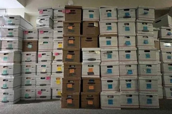 Boxes of catalogued lottery tickets purchased in the April 2023 operation. 