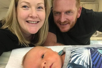 Kylie, Brent and their second baby Levi, who arrived unexpectedly at 36 weeks.