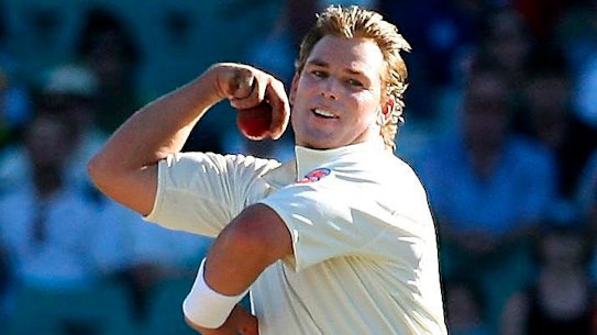 Shane Warne’s bowling action, about to unleash hell on another unsuspecting opponent.