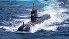 Royal Australian Navy submarine HMAS Rankin is seen during AUSINDEX 21, a biennial maritime exercise between the Royal Australian Navy and the Indian Navy in September 2021 in Darwin.