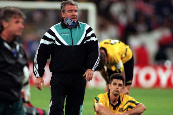 Terry Venables at the MCG after Australia missed out on qualification for the 1998 World Cup.