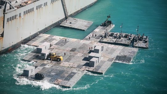 A US army temporary pier deployed near Bowen, Australia last year.