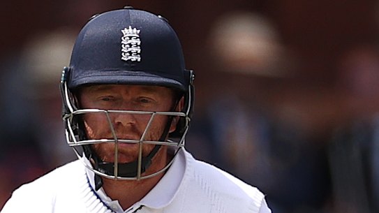England’s Jonny Bairstow reacts after being stumped by Australia’s Alex Carey in the Ashes Test at Lord’s.
