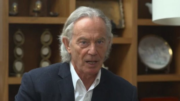 Former British PM Tony Blair on ITV.