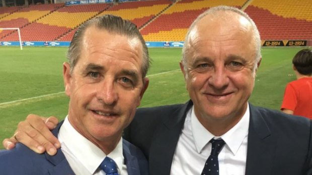 Meeting of minds: Trent Robinson has had regular contact with 'coach whisperer' Bradley Charles Stubbs, left, and  former Sydney FC coach Graham Arnold, right.