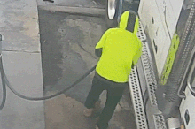 CCTV shows a truck driver filling up a white Western Star prime mover at a service station on the Cunningham Highway at Sladevale, about 130 kilometres west of the Gold Coast near Warwick, on October 10.