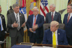 Donald Trump falling asleep at an Oval Office event.