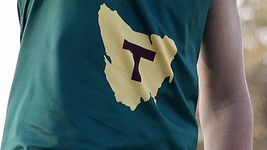 MELBOURNE, AUSTRALIA - MAY 22: Bryce Alomes of the Devils celebrates a goal during the NAB League Boys match between Oakleigh and Tasmania at Trevor Barker Beach Oval on May 22, 2022 in Melbourne, Australia. (Photo by Jonathan DiMaggio/AFL Photos/via Getty Images )