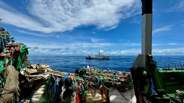 The US Coast Guard Cutter Oliver Henry on patrol near Kiribati.