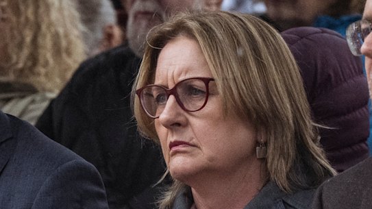 Victorian Premier Jacinta Allan  at the Jewish community’s Pillars of Light festival at Federation Square in Melbourne on Sunday.