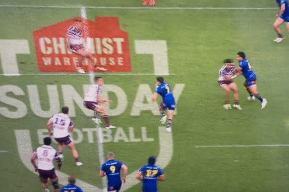 Luke Brooks and the tackle on his best mate Mitchell Moses, which led to his broken foot. 