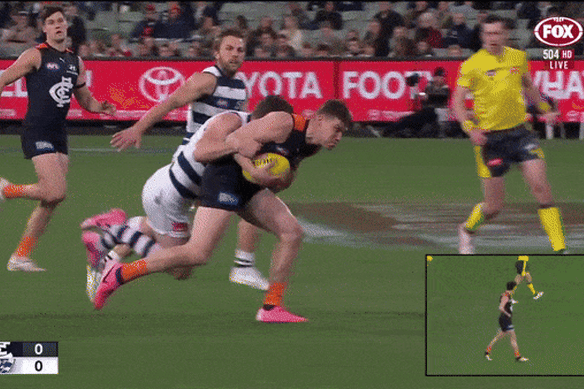 Patrick Dangerfield has been offered a one-match suspension after his tackle on Carlton’s Sam Walsh was deemed dangerous by the AFL match review officer.