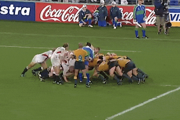 The contentious 78th minute scrum penalty for Australia.