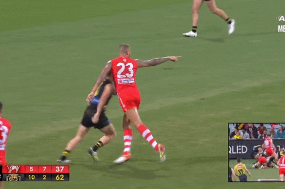 Lance Franklin missed Saturday’s match against Melbourne after his appeal against striking Trent Cotchin was thrown out.
