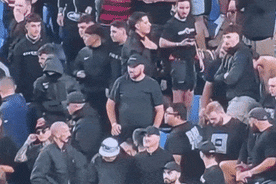 A man appears to give a Nazi salute at the Sydney A-League derby last monht.