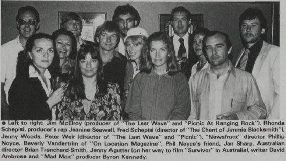Jenny Woods with film industry colleagues, date not known.