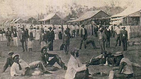 Deebing Creek mission in 1903, shown on a postcard to a Toowoomba family. 