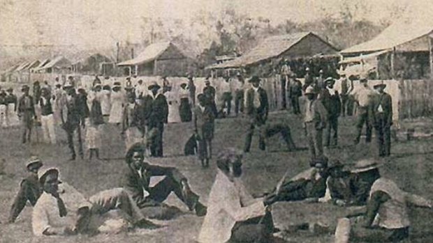 Deebing Creek mission in 1903, shown on a postcard to a Toowoomba family. 