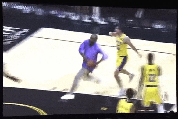 Ahmad Rashad digitally enters a live NBA game