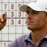 Jordan Spieth walks off the 18th green after a second outstanding round.