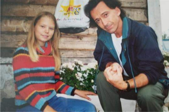 Tatiana Dokhotaru as a child with her father, who is working with police to gather further information on her death.