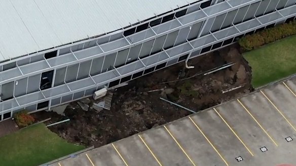 The first sinkhole opened above one of the tunnels for the M6 motorway at Rockdale in early March 2024.