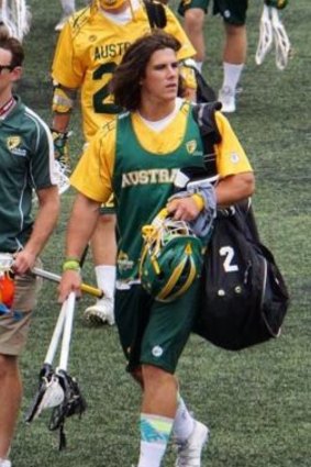 Callum Robinson representing Australia in lacrosse.