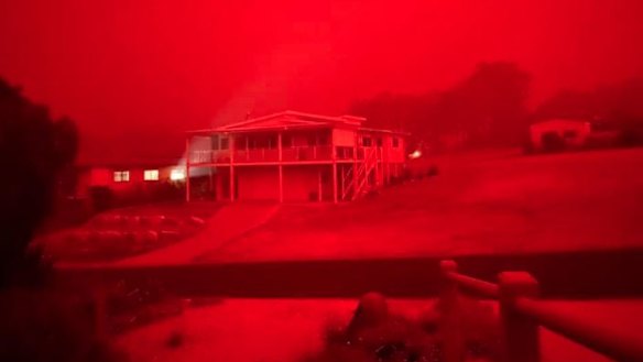 The scenes at Mallacoota on Tuesday morning.