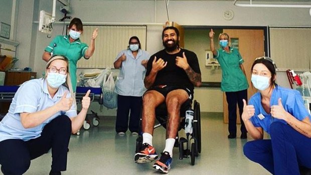 Mose Masoe left hospital in England last month to free up space due to the coronavirus pandemic.