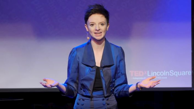 MeToo Kit co-founder Madison Campbell speaking at a TEDx Talks event in May 2018.