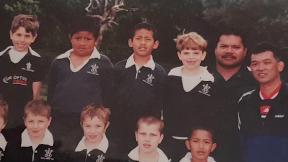 A young Alaalatoa (second from left) with father Vili (second from right) in his Wests days.