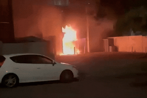 Vision shows the moment a Maroubra childcare is engulfed in flames after an antisemitic attack.