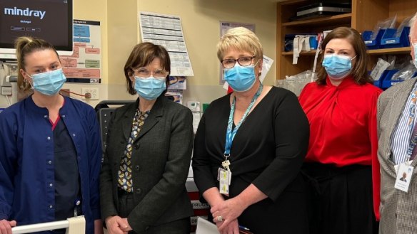 Health Minister Mary-Anne Thomas (second from left) during her August 9 visit to Colac Area Health.