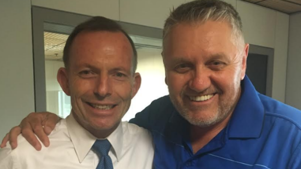 Former prime minister Tony Abbott and conservative radio host Ray Hadley.