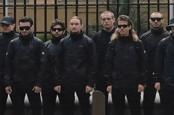 Neo-Nazis outside NSW parliament on Saturday.