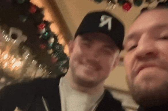 Conor McGregor and Hudson Young share a few beers in Dublin late last year.