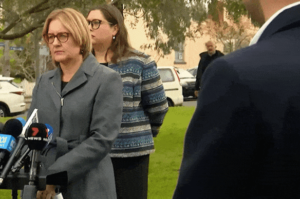 Neo-Nazi Thomas Sewell confronting Premier Jacinta Allan.
