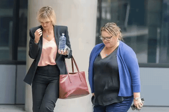 Former Coles manager Rebecca Thompson leaves the Federal Court in Melbourne on Wednesday.