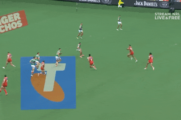 Kulikefu Finefeuiaki scores against the Rabbitohs.