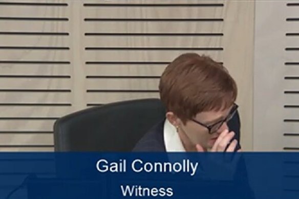 Former Parramatta Council boss Gail Connolly asked for a break about 2.40pm.