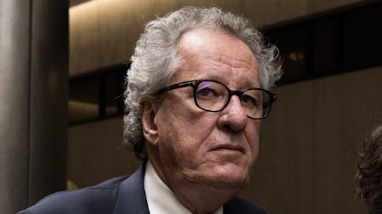 Geoffrey Rush outside the Federal Court during his defamation trial against The Daily Telegraph.