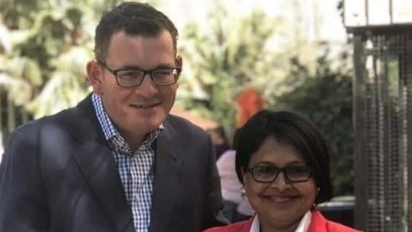 Kaushaliya Vaghela, pictured with Premier Daniel Andrews, resigned from the Labor Party on Monday. 