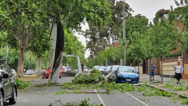 A roof came off a building in Melrose Street, North Melbourne.