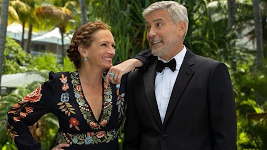 Julia Roberts and George Clooney in the new romcom Ticket to Paradise.