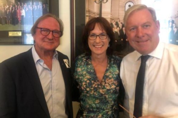 Kevin Sheedy with Nationals MP Melina Bath and Liberal David Davis.